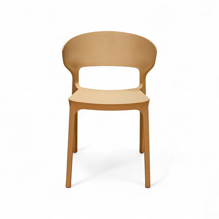 Gharnish Astra tan PVC chair with modern design and ergonomic seating, ideal for cafes and restaurants.