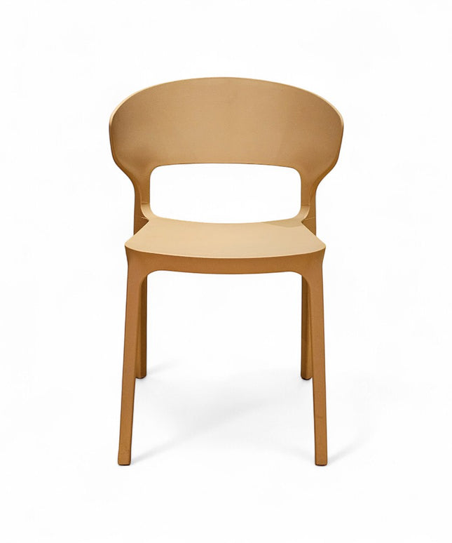 Gharnish Astra tan PVC chair with modern design and ergonomic seating, ideal for cafes and restaurants.
