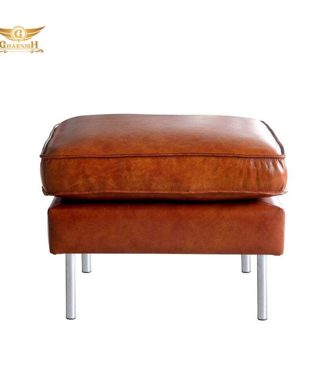 Gharnish Sofa Footstool in Vintage Leather GHSD010-Gharnish-Coffee table,Foldable Storage in hyderabad,Foldable Storage Stool Orange Colour,furniture in hyderabad,office chair,Ottoman,Sofa Footstool in Vintage Leather,Wholesale storage racks in hyderabad