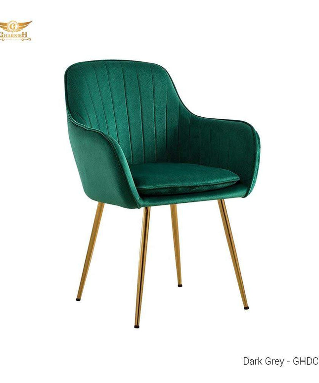 Nordic Style - Luxury Velvet Dining Chair with Golden Brass Legs GHDC005-Gharnish-Dining chair