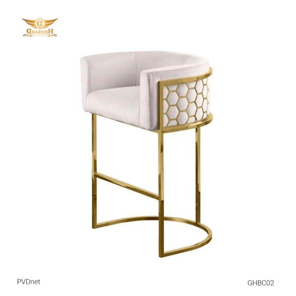PVDnet Bar Chair with Gold PVD coating frame and Velvet Cushion GHBC02