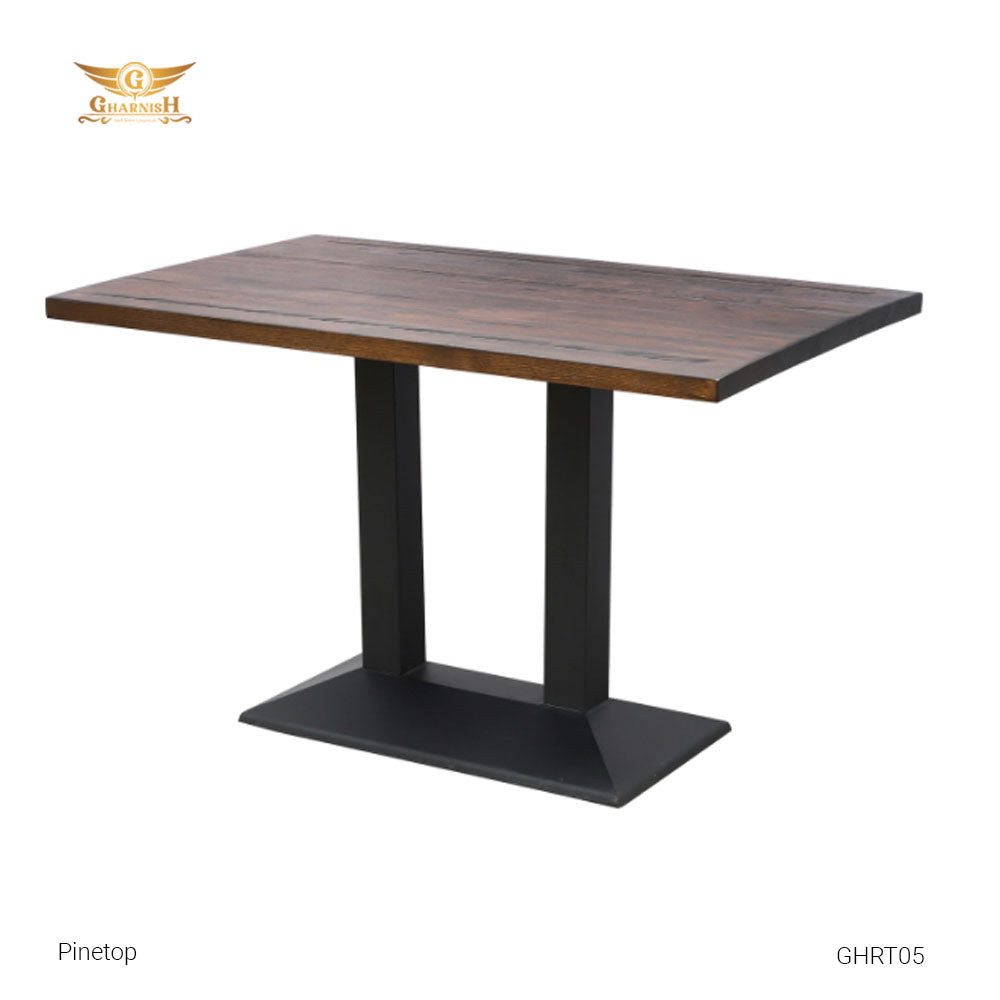 Gharnish Pinetop Restaurant Table with Pinewood Top and MS base GHRT05