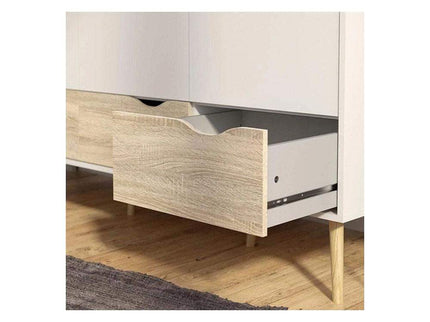 Oslo Wardrobe - 3 Doors 3 Drawers in White and Oak GHDT007-Gharnish-