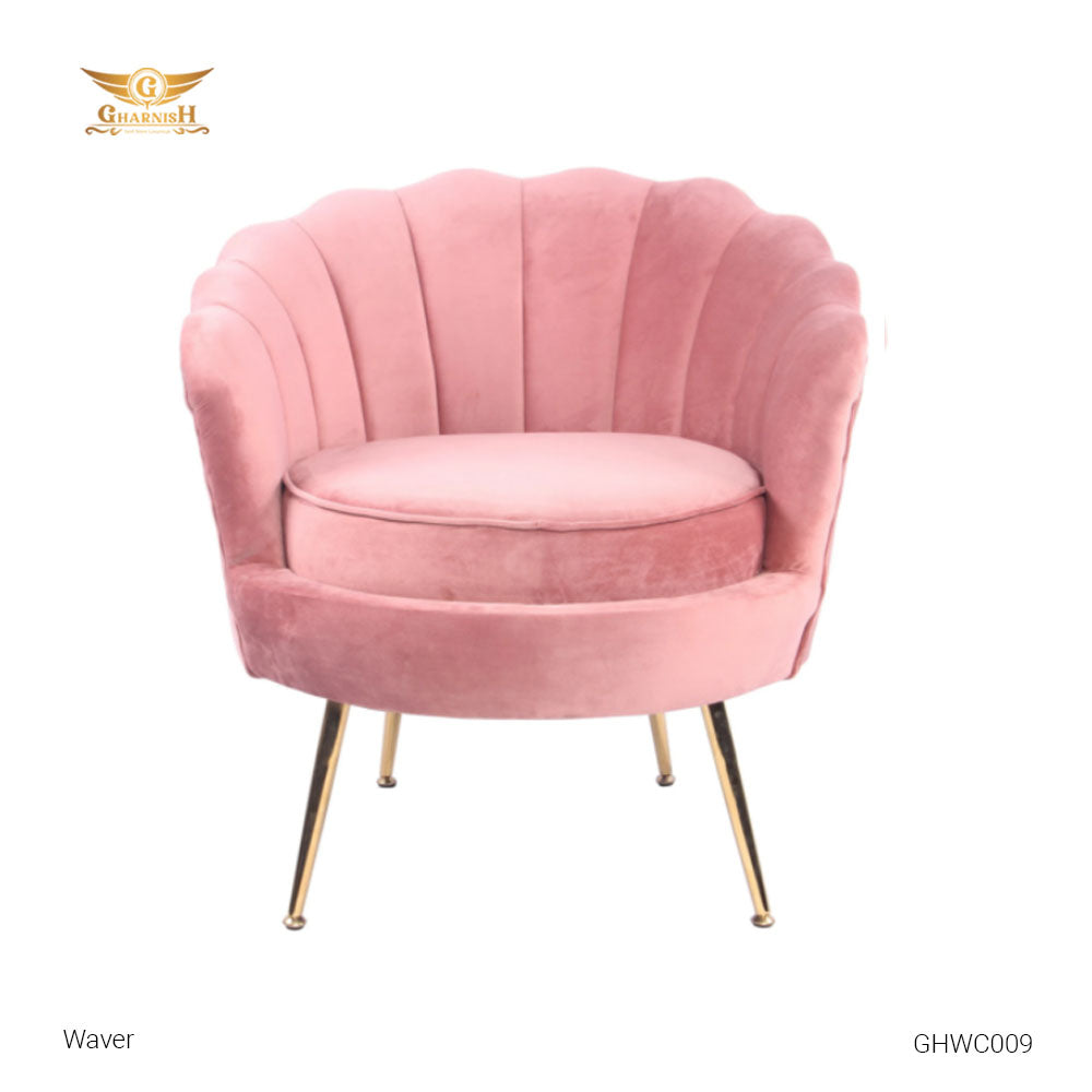 Waver Velvet Accent Chair With Gold Legs GHWC009