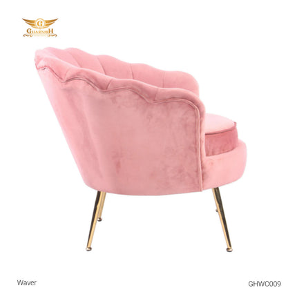 Waver Velvet Accent Chair With Gold Legs GHWC009